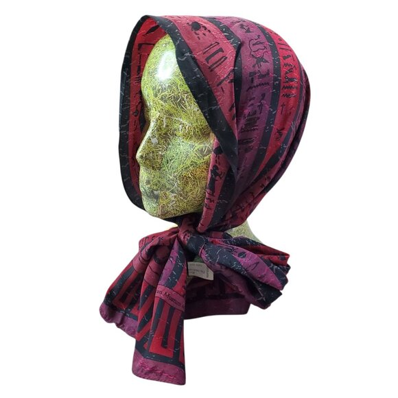 Vintage 90s Silk Metropolitan Museum Egypt Hieroglyphs 100% Silk Scarf - Picture 2 of 5